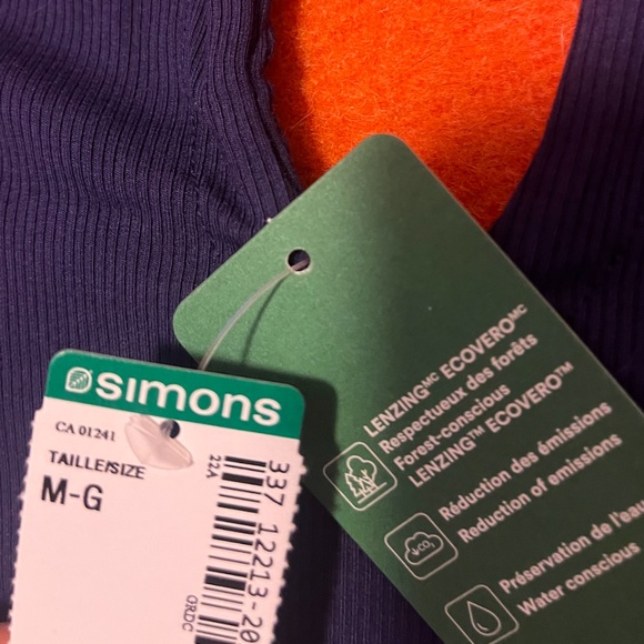 Eco-friendly purple ribbed stretchy criss-cross cropped halter camisole NWT - Picture 5 of 11